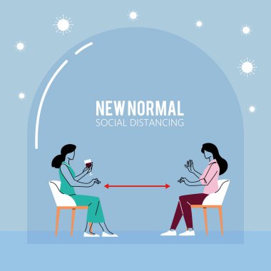 Kadın vektör tasarımı arasındaki sosyal uzaklık