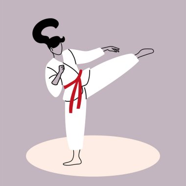 Kimonolu karate kadın dövüşçüsü, Japon geleneksel dövüş sanatları.