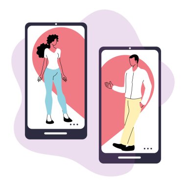 Online randevulaşma, sanal ilişki ve online aşk. İnternette tanışan birkaç genç insan.