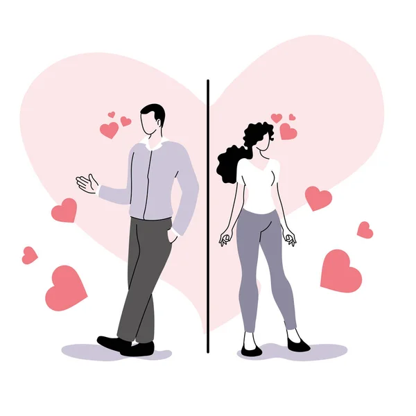 Verliebtes Paar, glückliches Paar bei einem Date — Stockvektor
