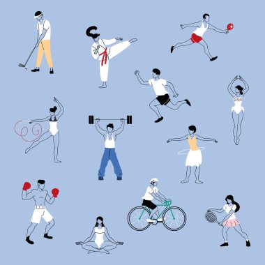 Spor faaliyetlerinde olan bir grup insan