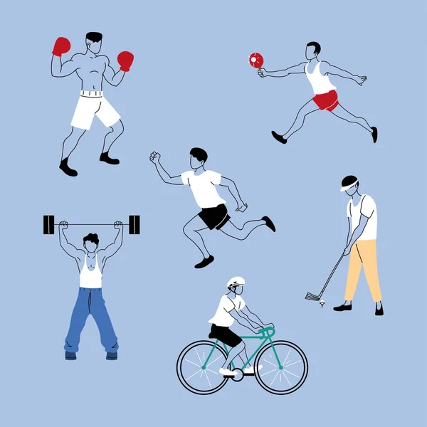 Groupe de personnes dans les activités sportives — Image vectorielle