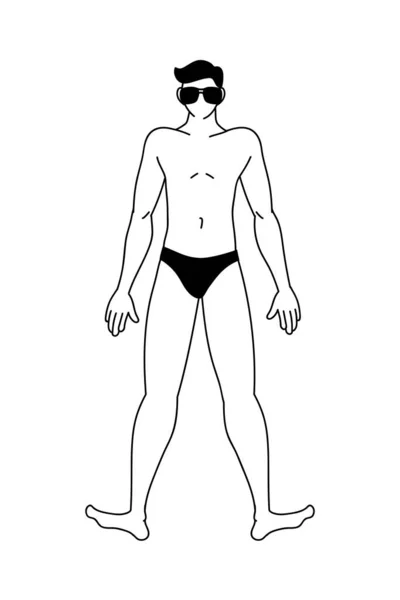 Jeune homme avec maillot de bain en été — Image vectorielle