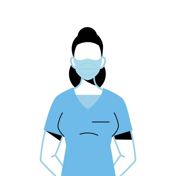 Médico feminino usando máscara cirúrgica —  Vetores de Stock