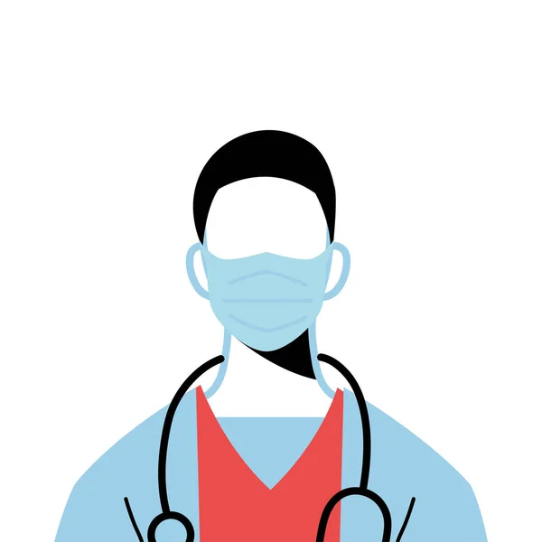 Médecin masculin portant un masque chirurgical — Image vectorielle