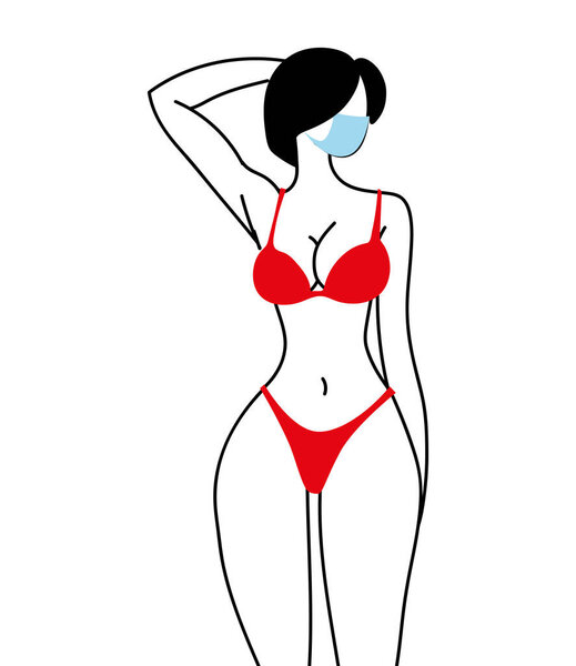 woman with mask and swimsuit summer