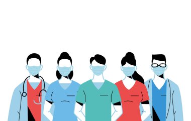 Yüz maskesi takan profesyonel doktorlar.