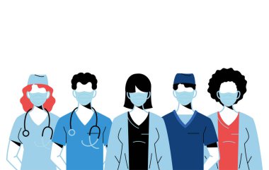 Yüz maskesi takan profesyonel doktorlar.