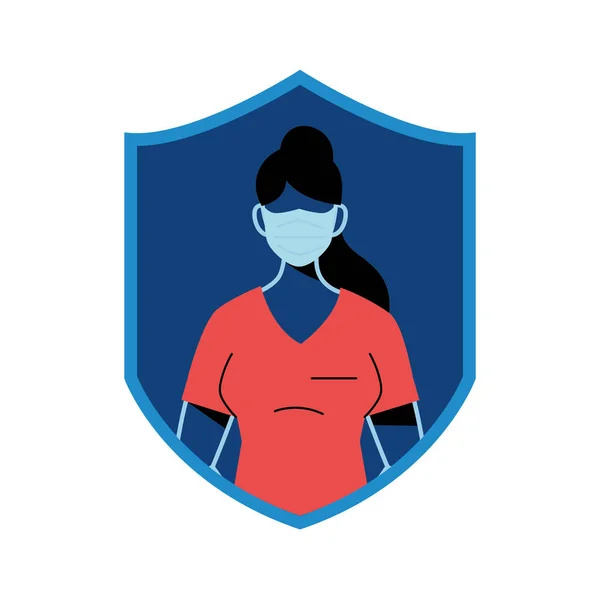Mujer médica profesional que usa máscaras faciales para la seguridad — Vector de stock