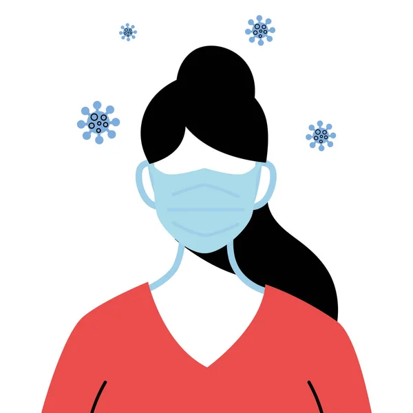 Professional medical woman wearing face mask to avoid coronavirus — Stock Vector