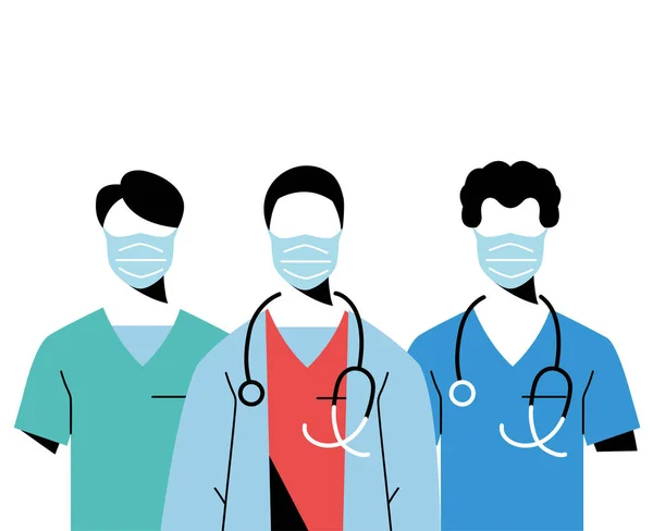 Młodzi profesjonalni lekarze w maskach do twarzy — Wektor stockowy