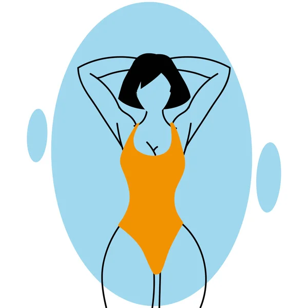 Junge Frau mit Badeanzug im Sommer — Stockvektor