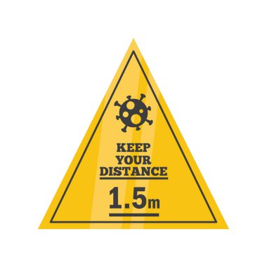1,5 metre ya da 1,5 metre mesafenizi koruyun, uyarı işareti