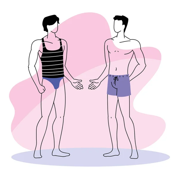 Hombres con máscara y traje de baño de verano — Archivo Imágenes Vectoriales