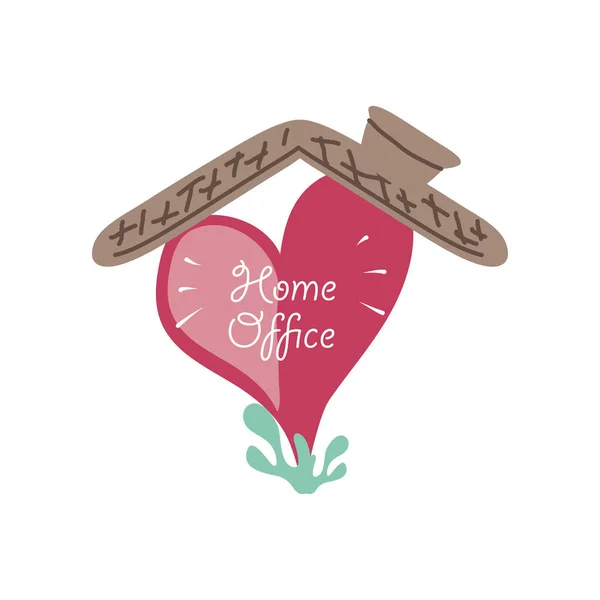 Home office, lettering sul lavoro a casa — Vettoriale Stock