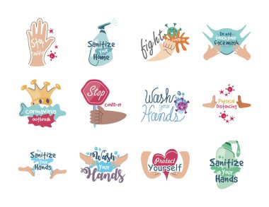 bir dizi simge önleme, koronavirüsün korunması