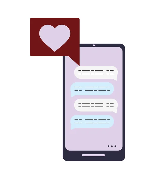 Любовные сообщения, отправленные смартфоном — стоковый вектор