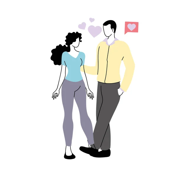 Jeune couple à une date d'amour spéciale — Image vectorielle