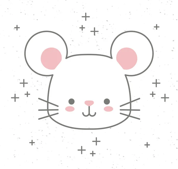 マウスの赤ちゃんの頭かわいい装飾付き — ストックベクタ