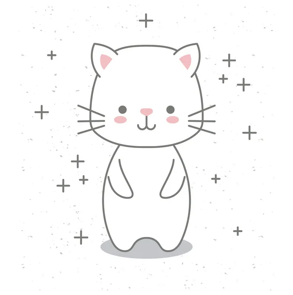 Cat baby kawaii with decor — Stock Vector