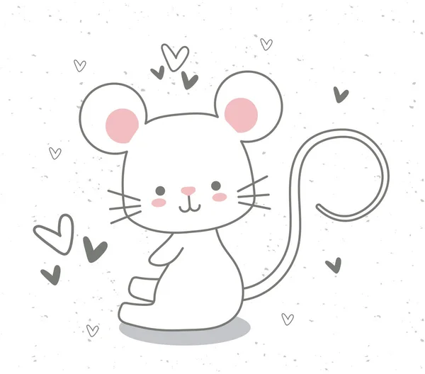 Mysz dziecko kawaii z wystrojem — Wektor stockowy