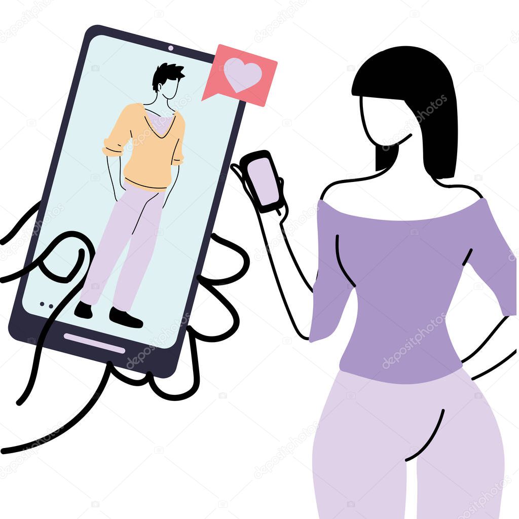 smart phone with couple virtual relationship