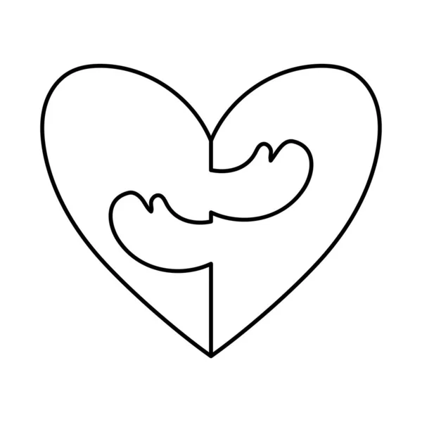 Armar kramar i hjärtform linje stil ikon vektor design — Stock vektor