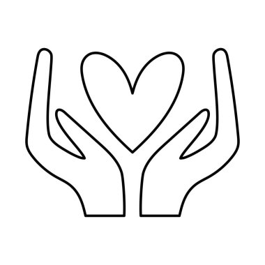 Kalp çizgisi biçim vektör tasarımı ile el