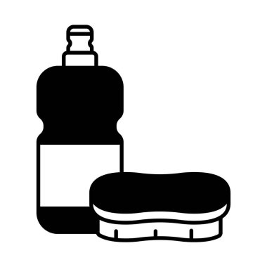 Deterjan şişesi ve sünger lineal biçim vektör tasarımı