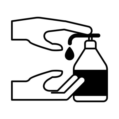 Sabun dağıtıcı lineal biçim vektör tasarımı olan eller