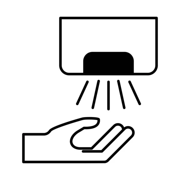 Hand med torktumlare linjal stil ikon vektor design — Stock vektor