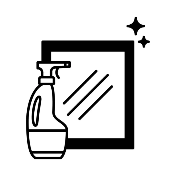 Detergente spray bottiglia e finestra stile lineare icona vettoriale design — Vettoriale Stock