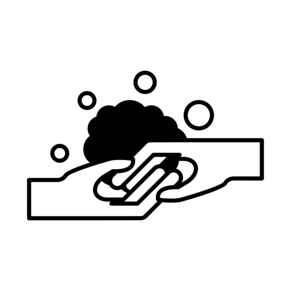 Lavado de manos con jabón estilo lineal icono de diseño vectorial — Vector de stock