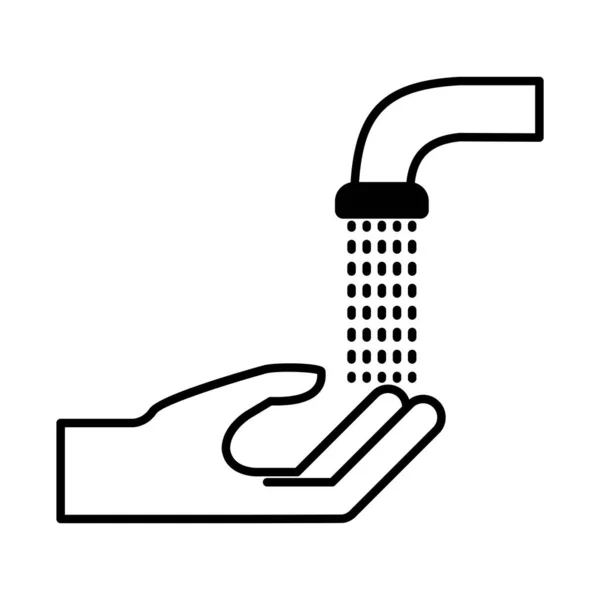 Hand onder water kraan lineal stijl pictogram vector ontwerp — Stockvector