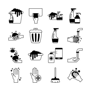 Temizleme servisi doğrusal biçim ikonu vektör dizaynı