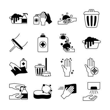 Temizleme servisi doğrusal biçim ikonu vektör dizaynı