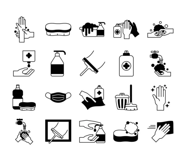 Cleaning service lineal style icon set vector design — Stock Vector