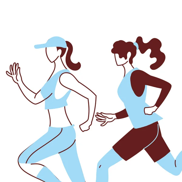 Kobiety w odzieży sportowej do biegania — Wektor stockowy