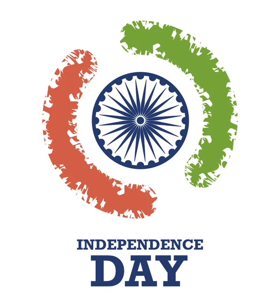 День независимости Индии, флаг Индии с лейблом Дня независимости — стоковый вектор