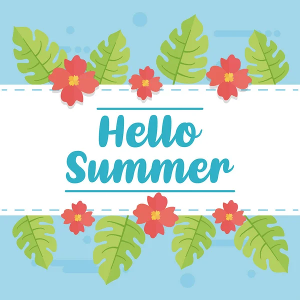 Hola verano con coloridos elementos de playa — Archivo Imágenes Vectoriales