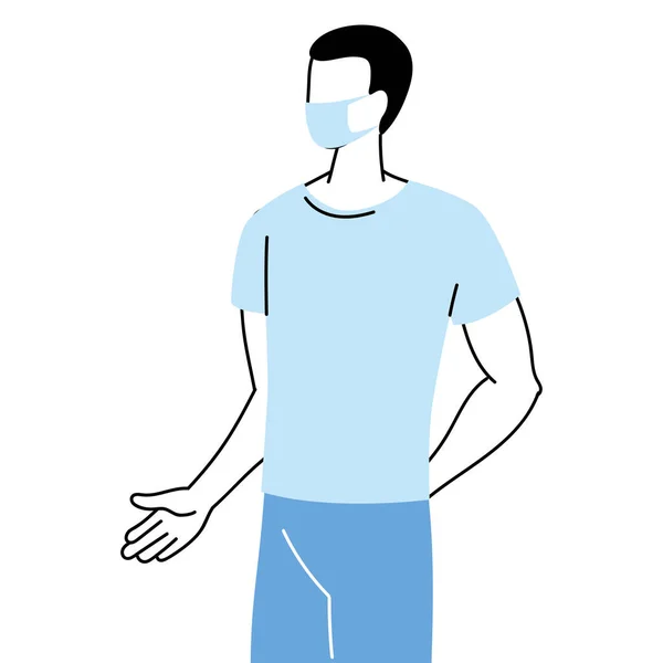 Jeune homme avec masque et vêtements de sport — Image vectorielle