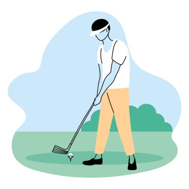 Genç adam parkta spor yapıyor.