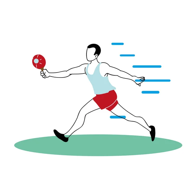 Hombre jugando con raquetas ping pong — Vector de stock