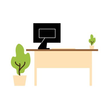 Bilgisayarı, masası, sandalyesi olan çalışma istasyonu