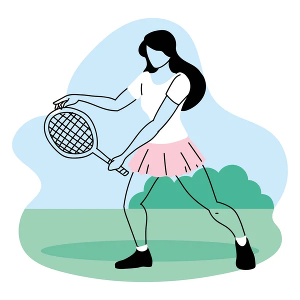 公園で様々なスポーツ活動をしている女性は — ストックベクタ