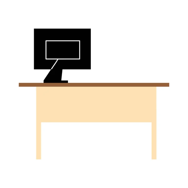 Arbeitsplatz mit Computer, Schreibtisch, Stuhl — Stockvektor