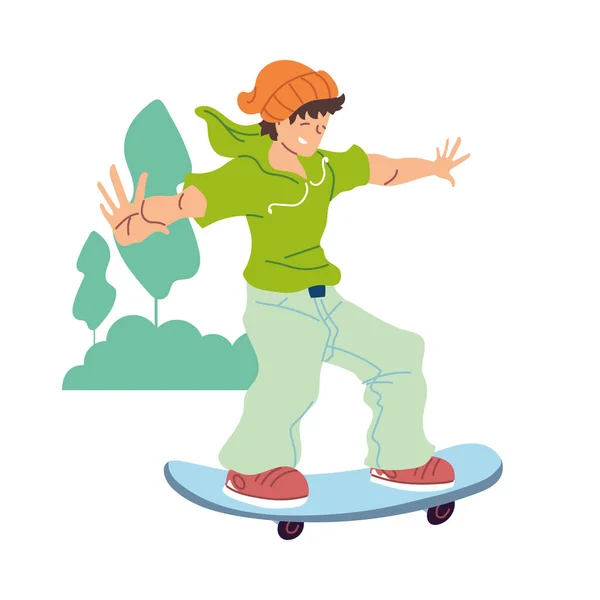 Hombre aislado patinador avatar en el diseño del vector del parque — Archivo Imágenes Vectoriales