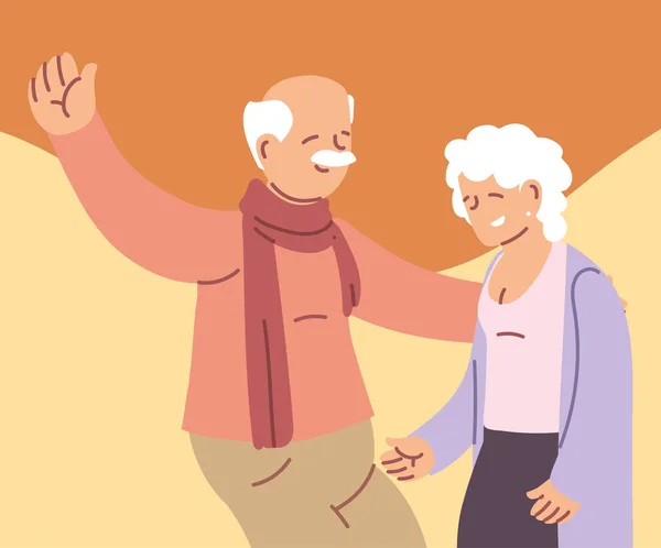 Nenek dan kakek avatar desain vektor - Stok Vektor