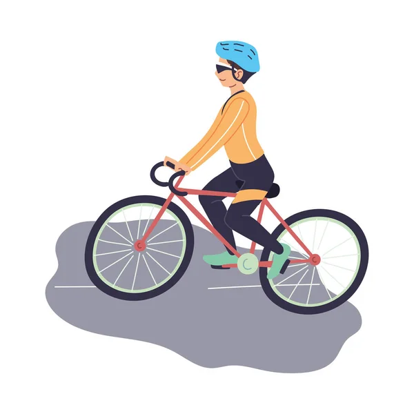 Homme vélo à vélo au design vectoriel de rue — Image vectorielle