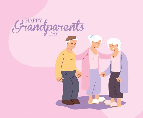 幸せな祖父母の日のベクトルデザインの祖母と祖父 — ストックベクタ